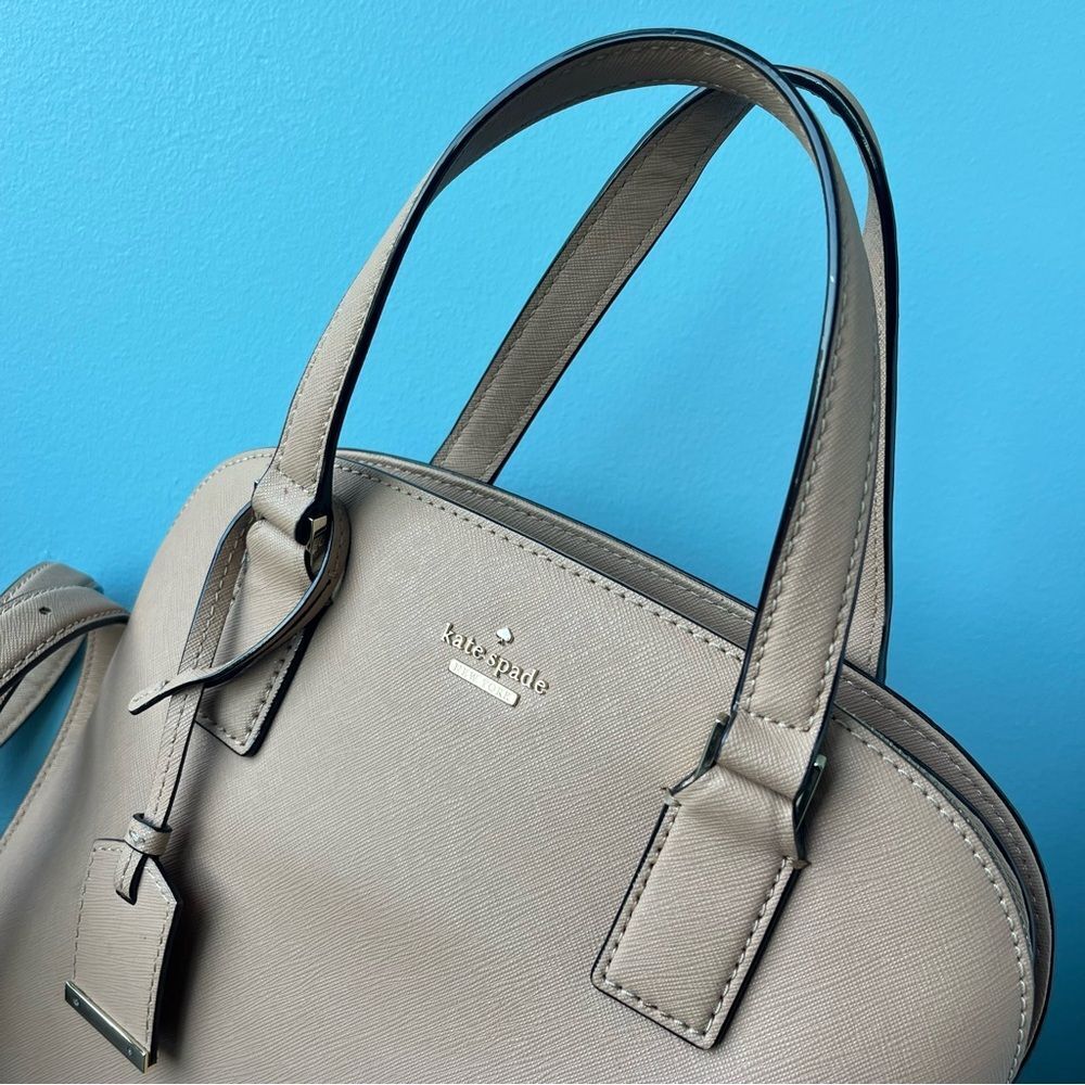 KATE SPADE Nichols Jackson Street Reiley Dome Tan Satchel Tote Crossbody Cameron - Picture 4 of 12